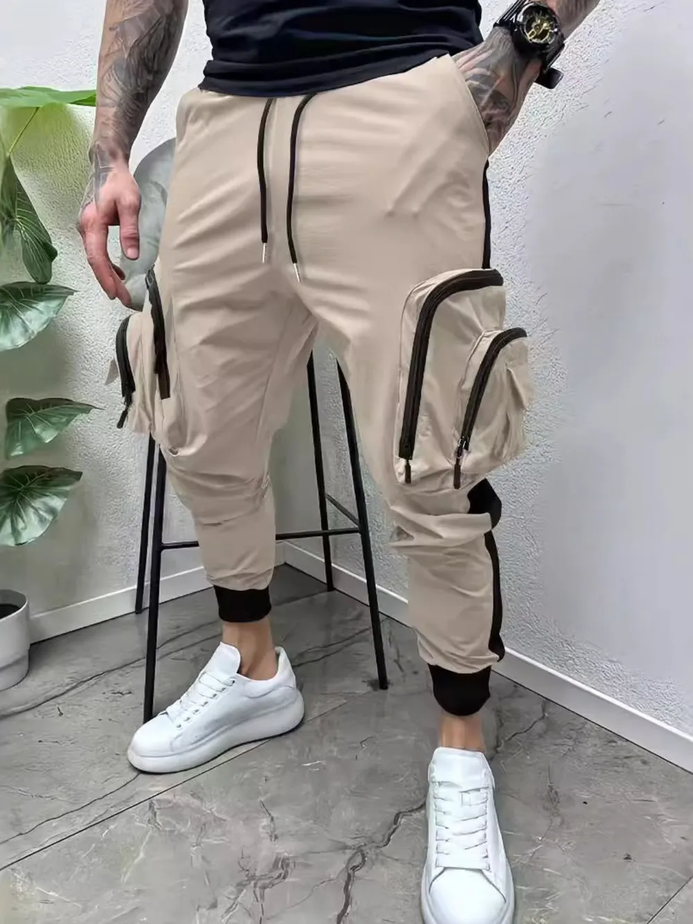 Men's Full Size Drawstring Joggers with Pockets Plus Size, image 3