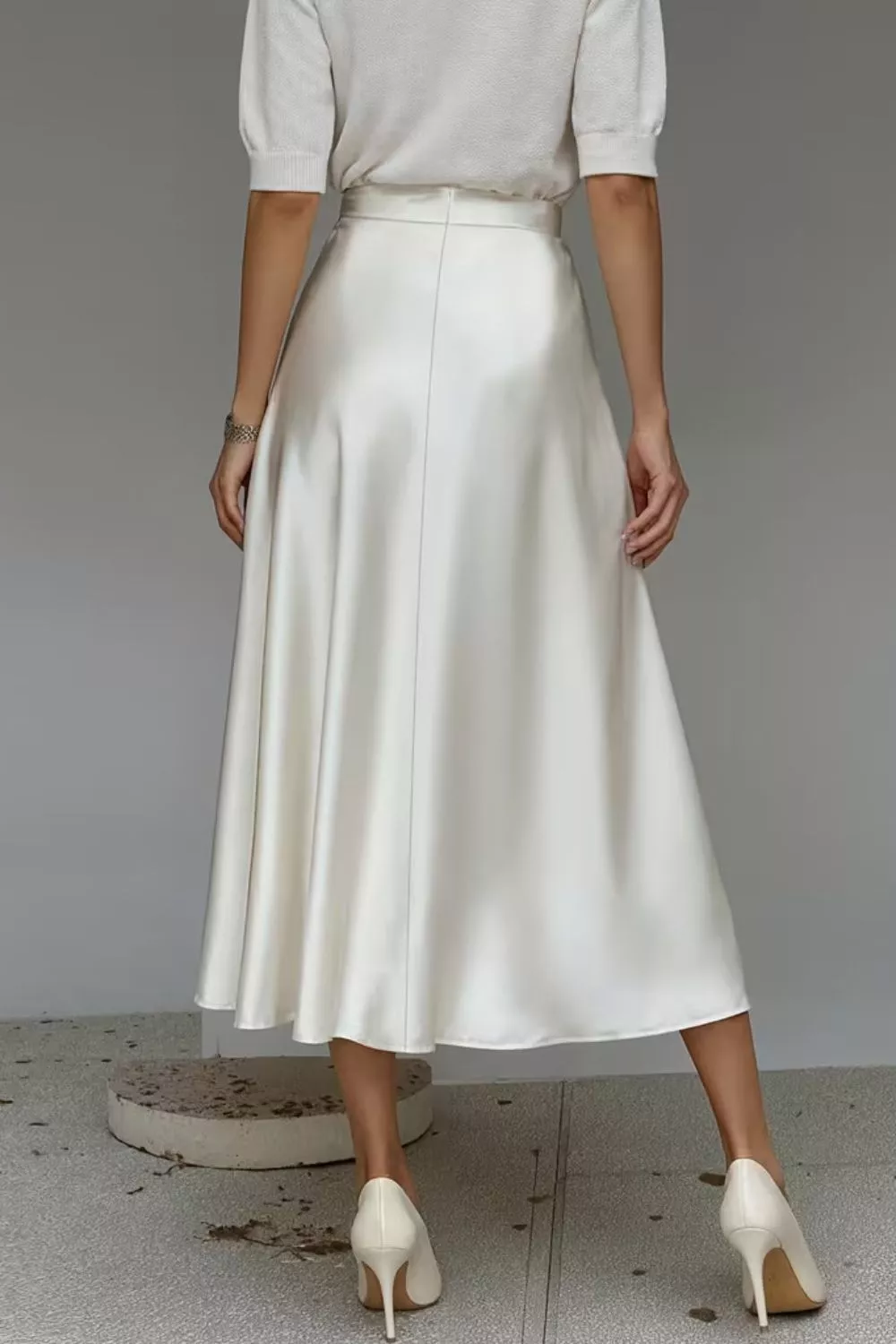 Satin A-Line Midi Skirt, image 6