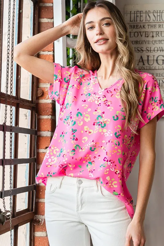 Full Size Animal print V-Neck Short Sleeve T-Shirt Plus Size, image 6