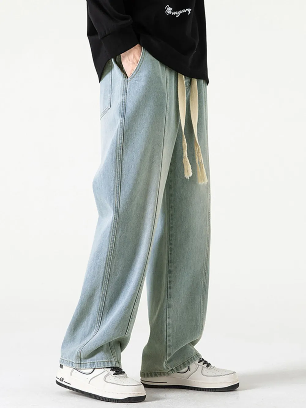 Men's Full Size Drawstring Wide Leg Jeans Plus Size, image 7