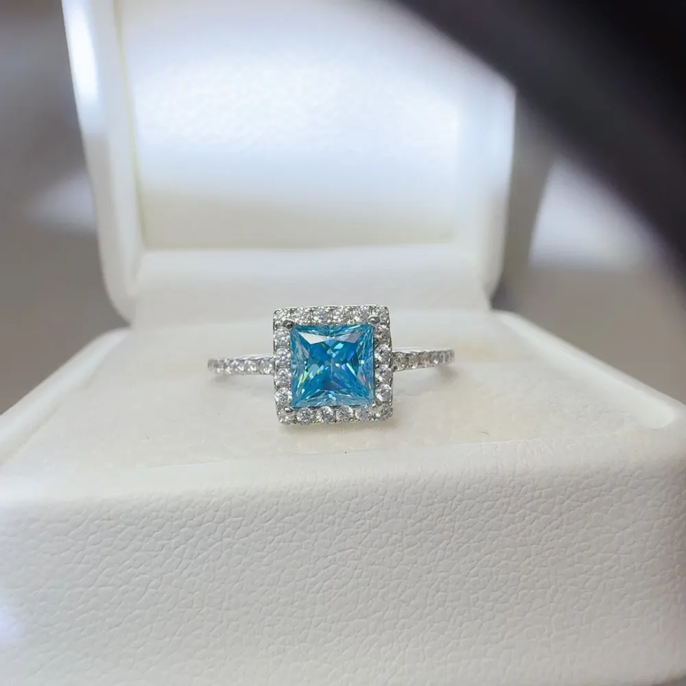 2 Carat Moissanite 925 Sterling Silver Square Shape Ring, image 4