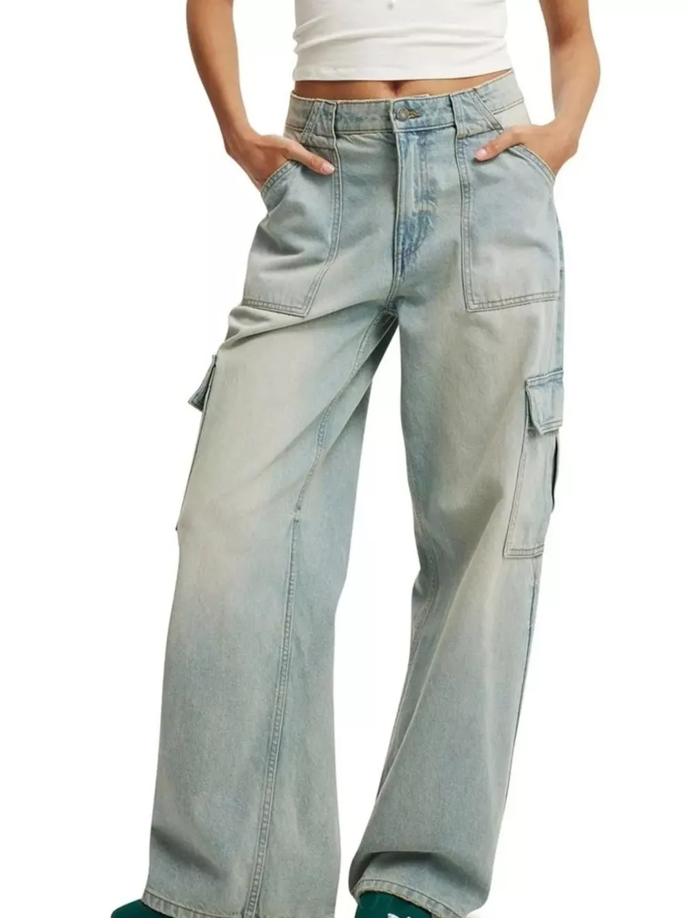 Wide Leg Cargo Jeans, image 6