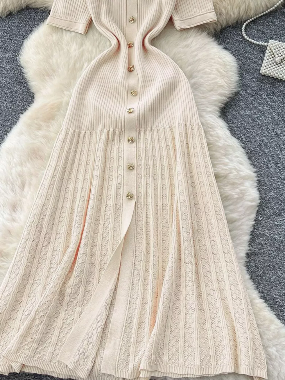 Button Front Short Sleeve Knit Dress, image 20