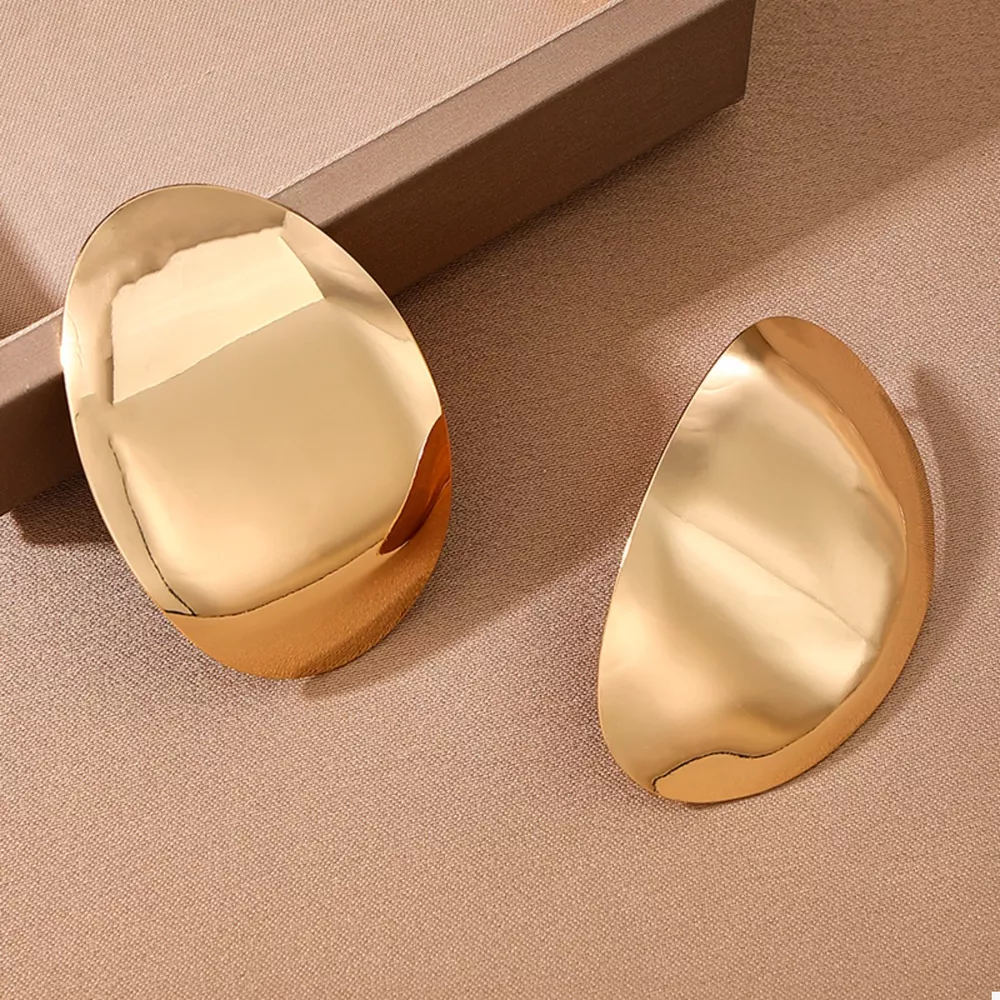 18K Gold-Plated Curved Statement Earrings