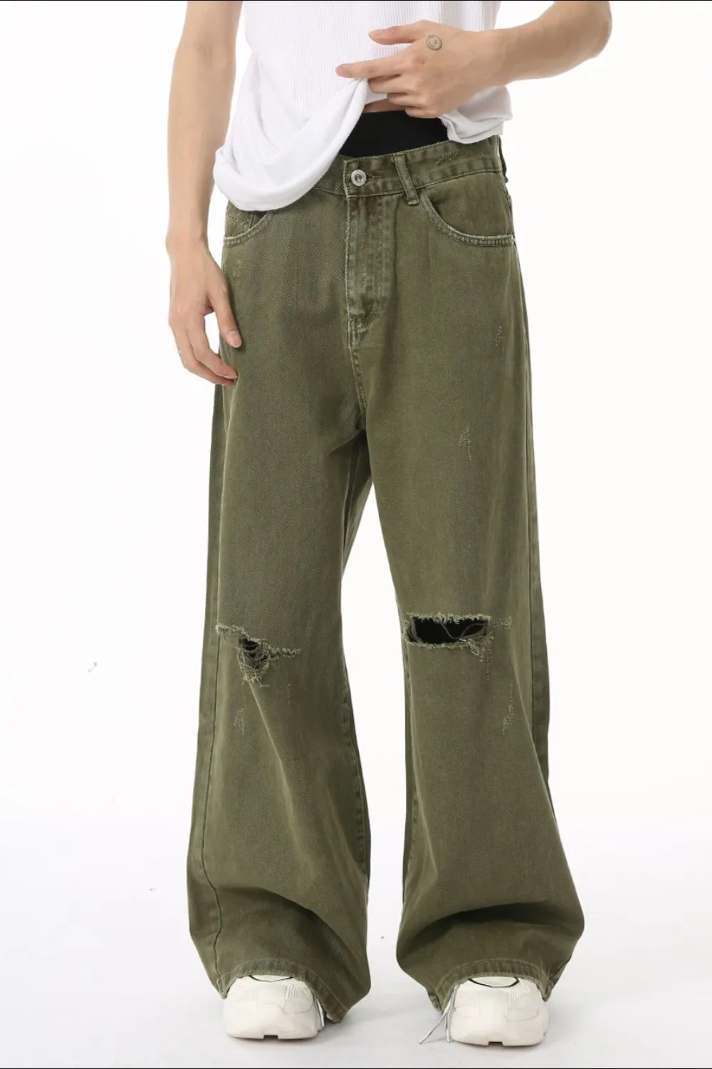 Distressed Wide Leg Jeans with Pockets, image 2