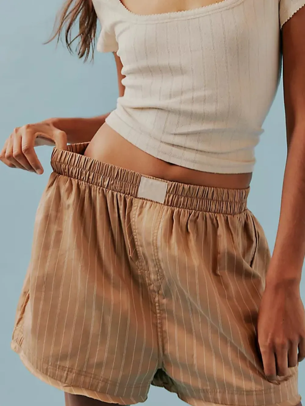 Striped Elastic Waist Shorts, image 8