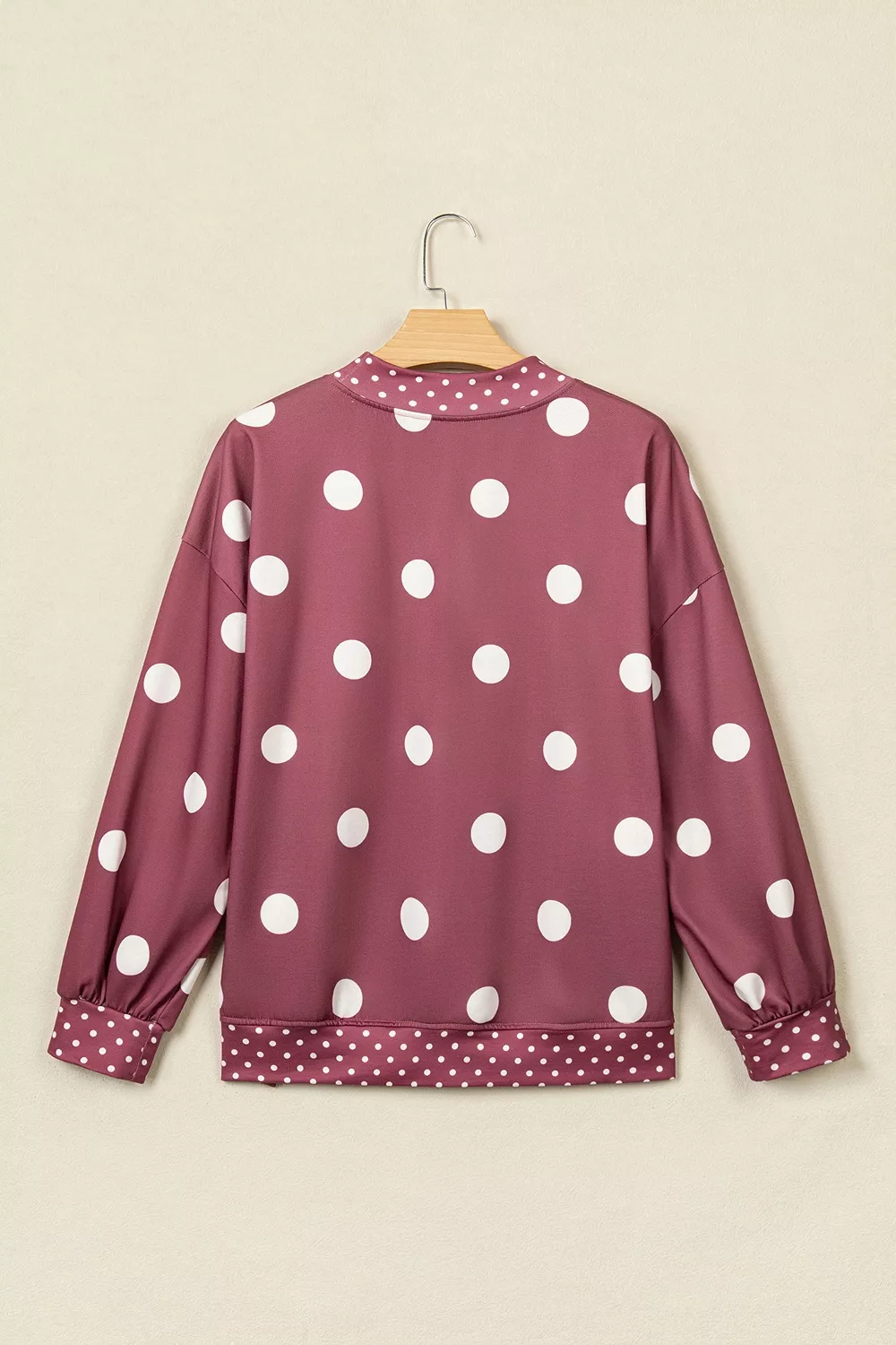 Polka Dot Print Contrast Detail Oversized Tunic Sweatshirt, image 3
