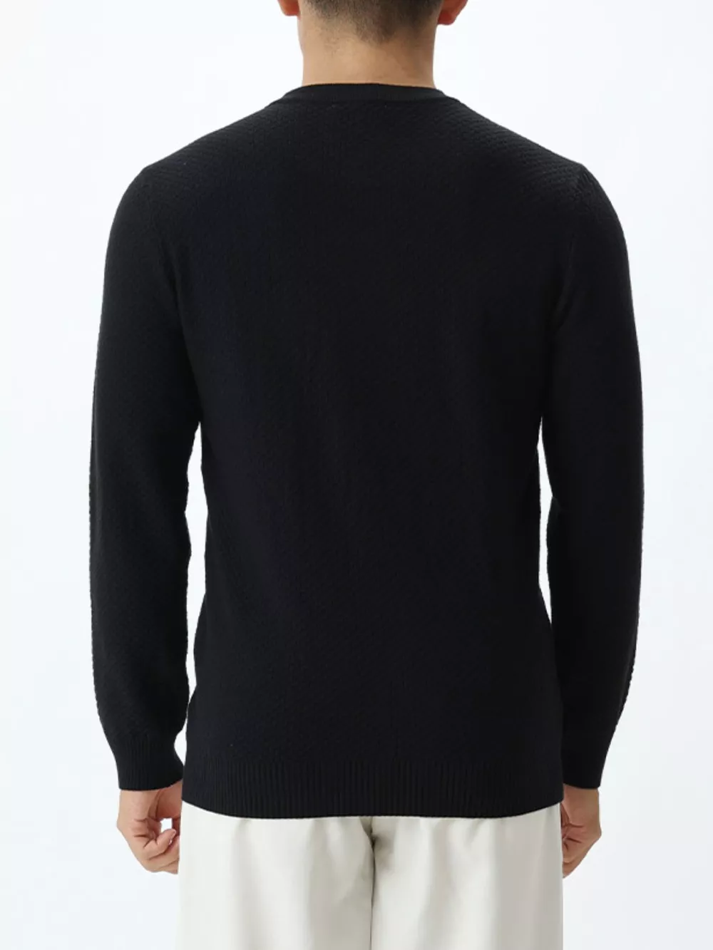 Men's Plus Size Textured Crew Neck Sweater, image 10