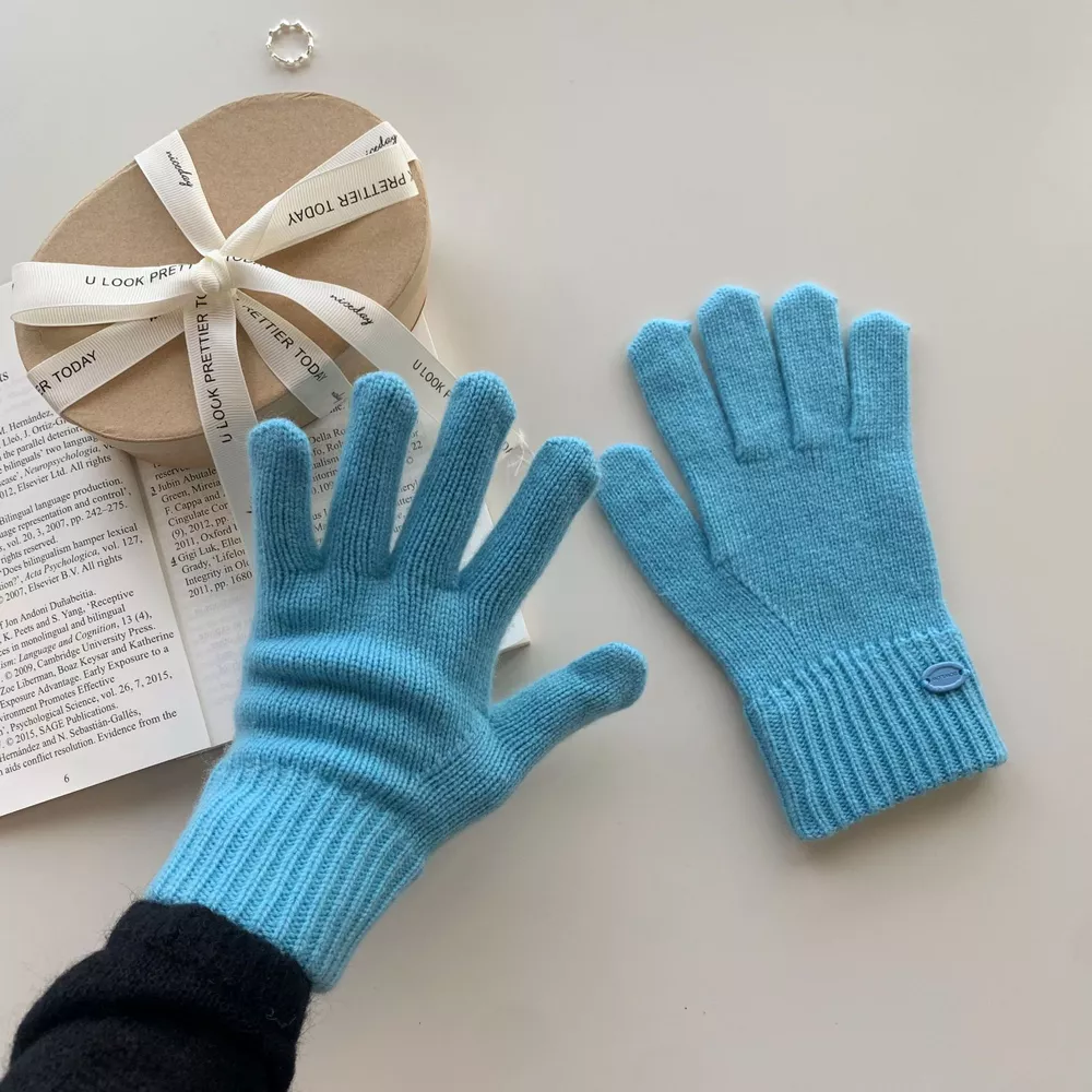 Knitted Solid Color Gloves, image 5