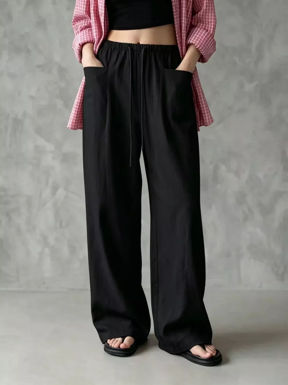 Full Size Drawstring Wide-Leg Casual Pants Plus Size, image 7