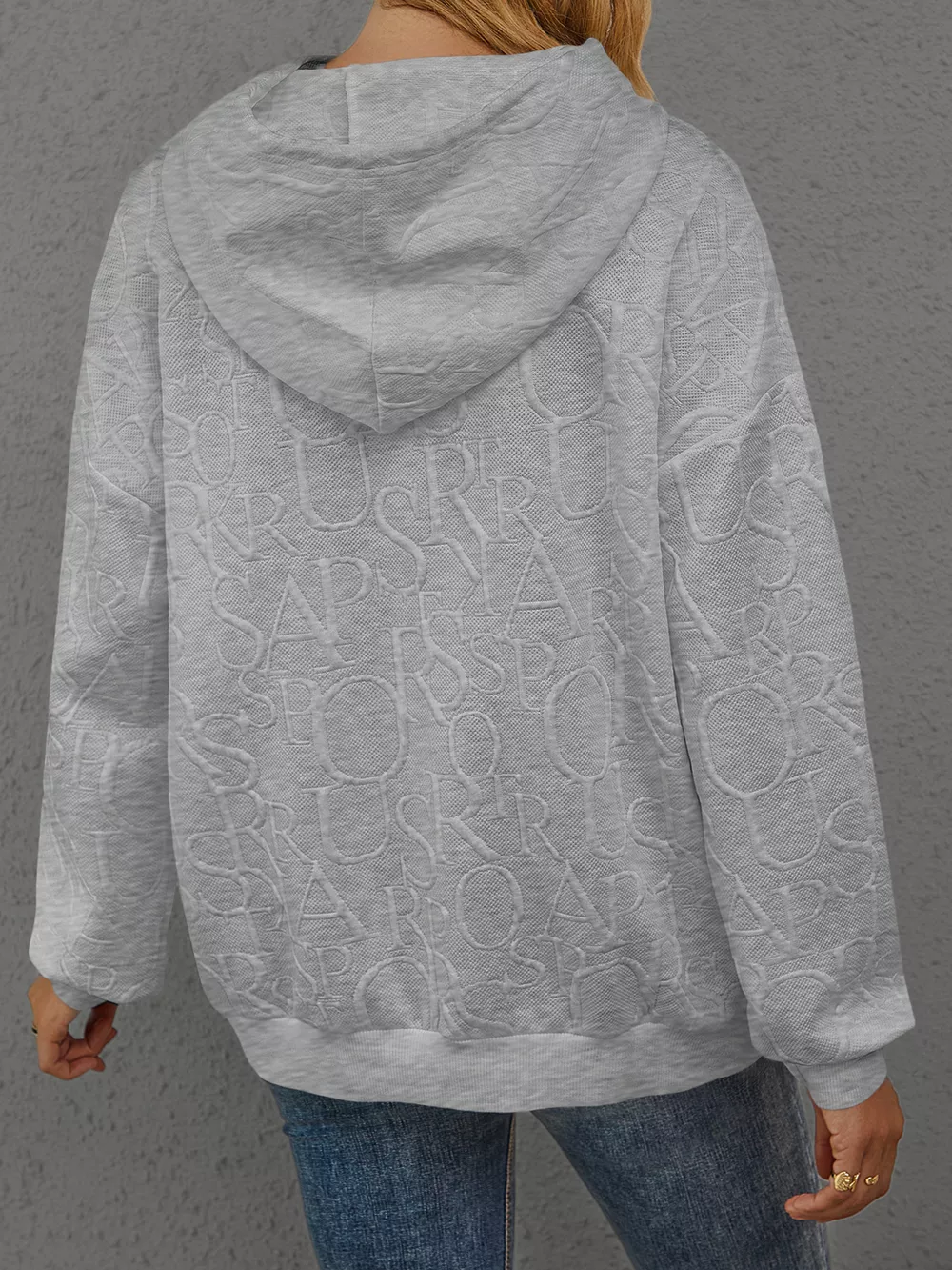Full Size Embossed Lettering Casual Hoodie Plus Size, image 11