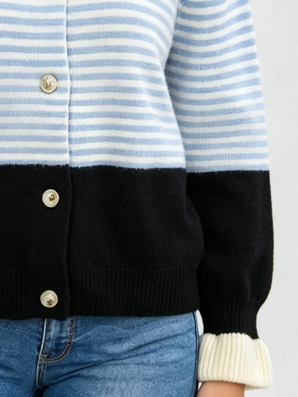Color Block Striped Button Up Cardigan, image 6