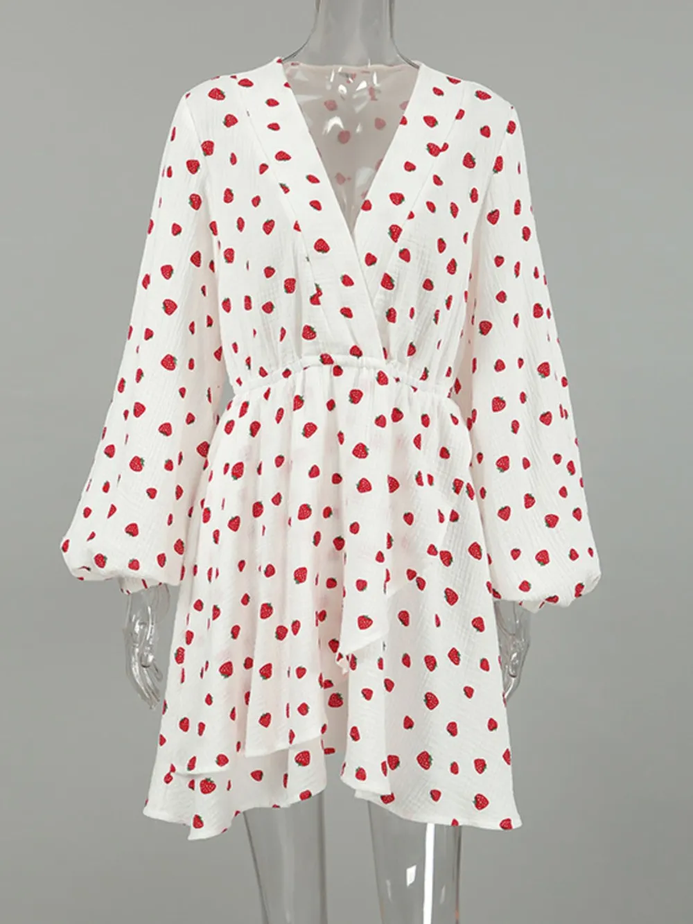 Strawberry Print Long Sleeve Mini Dress, image 5