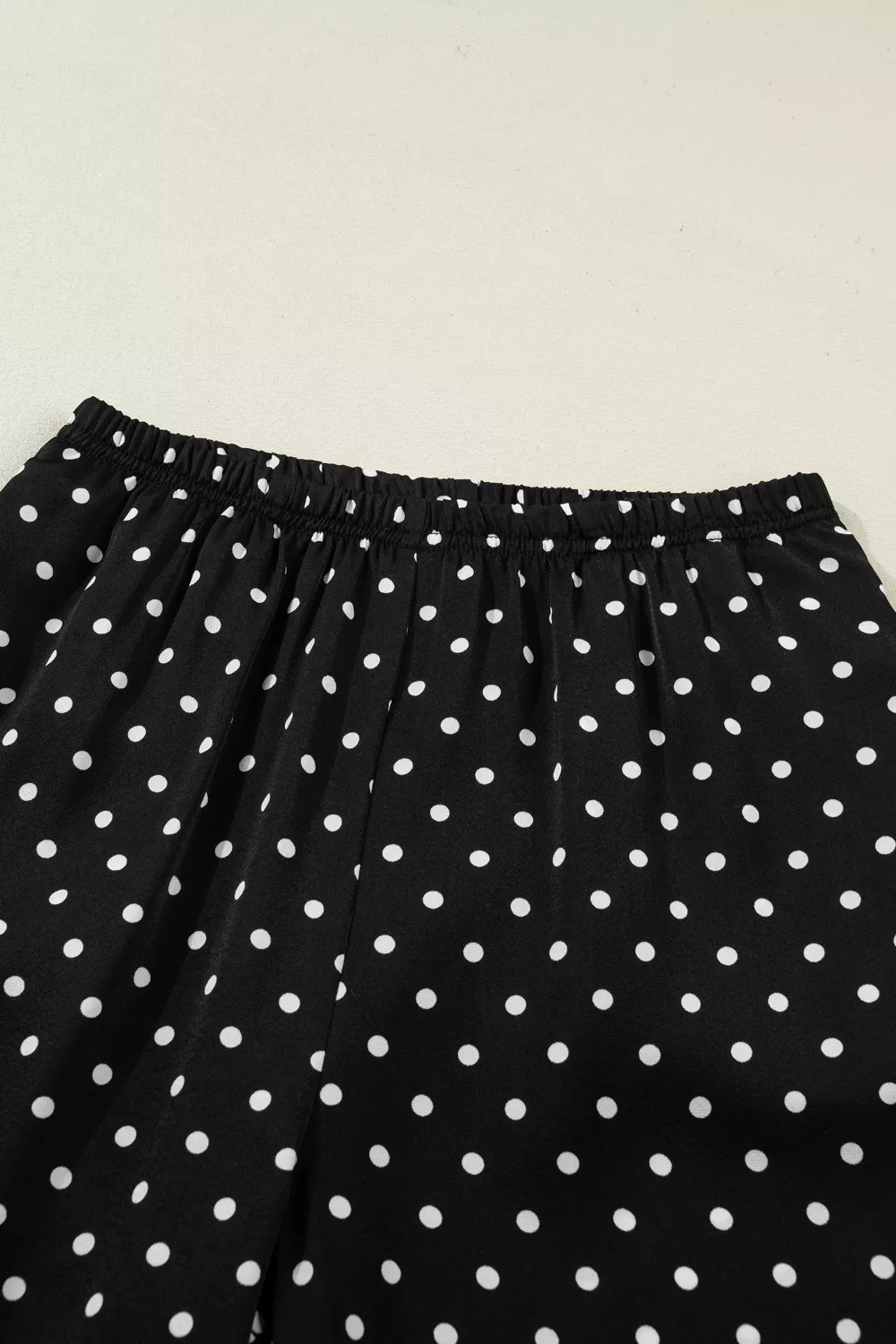 Polka Dot Print Elastic Waist Lace Hem Loose Pants, image 6