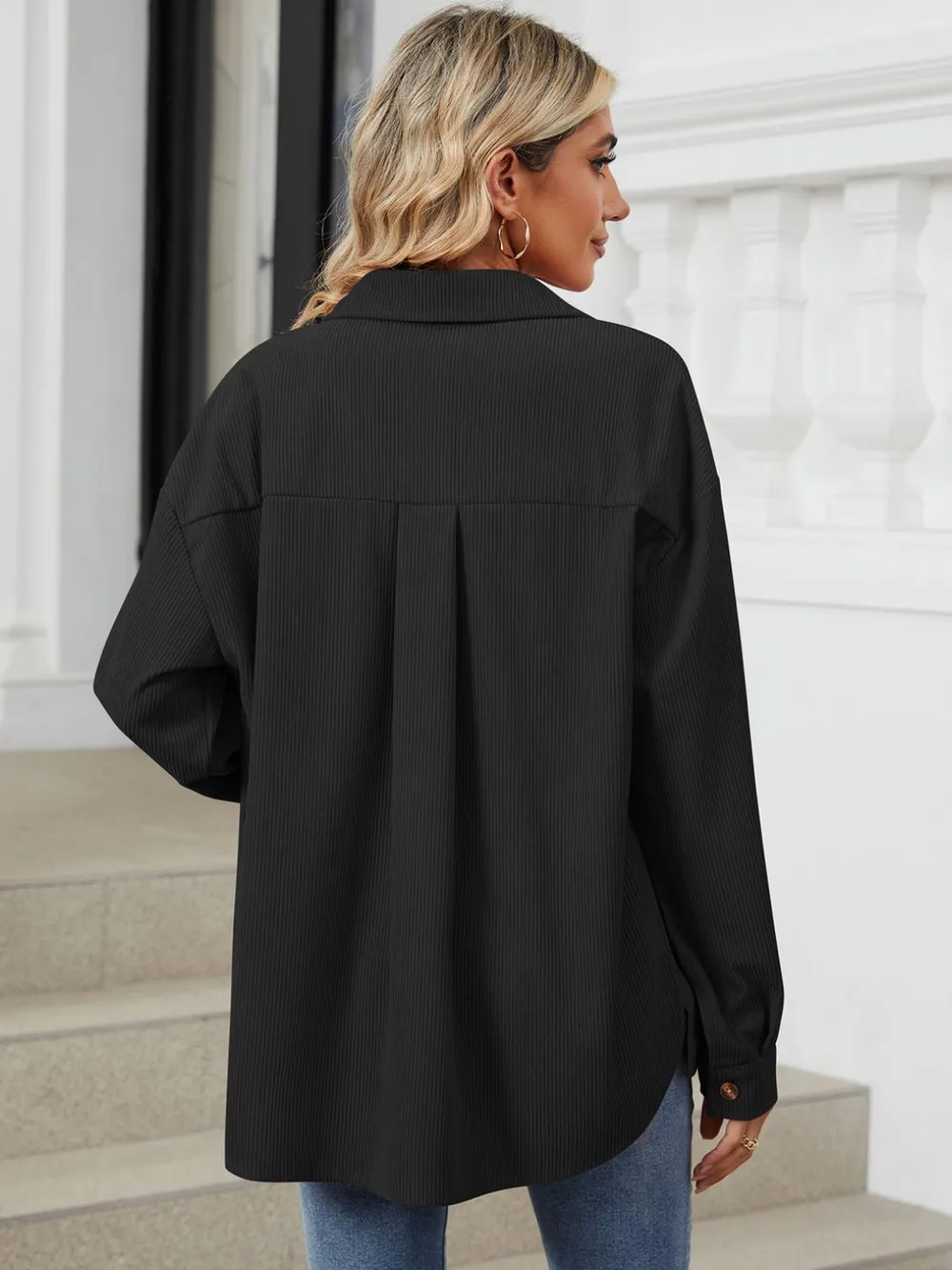 Button Up Dropped Shoulder Long Sleeve Outerwear, image 34