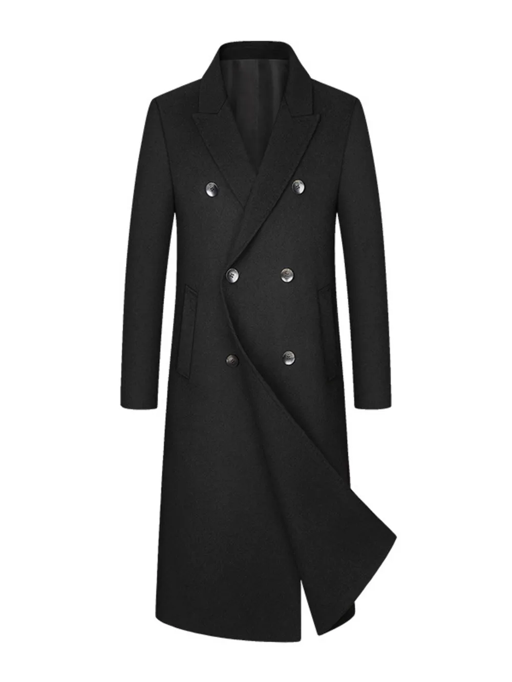 Men's Plus Size Double-Breasted Longline Coat, image 4