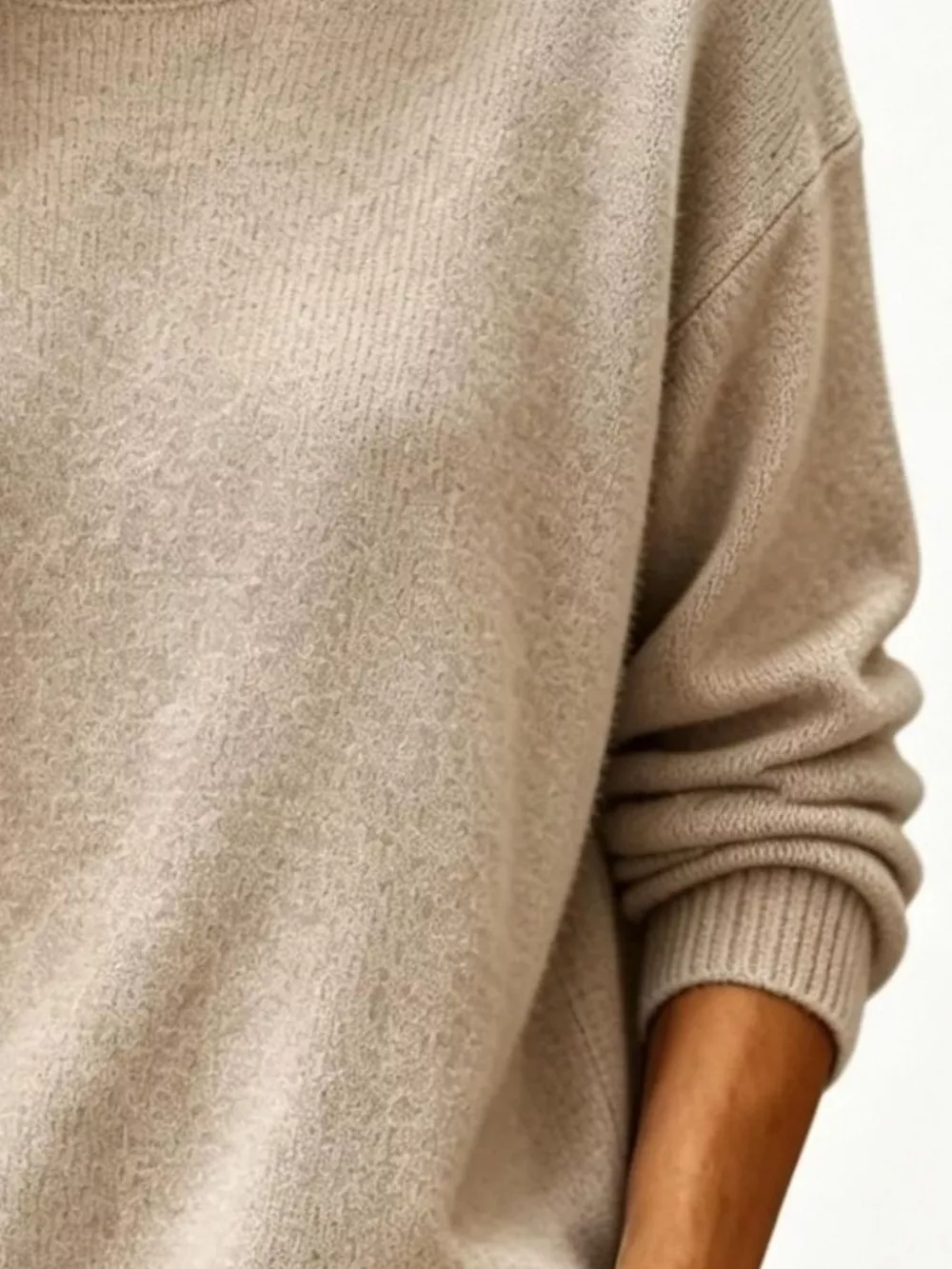 Full Size Round Neck Dropped Shoulder Sweater Plus Size, image 5