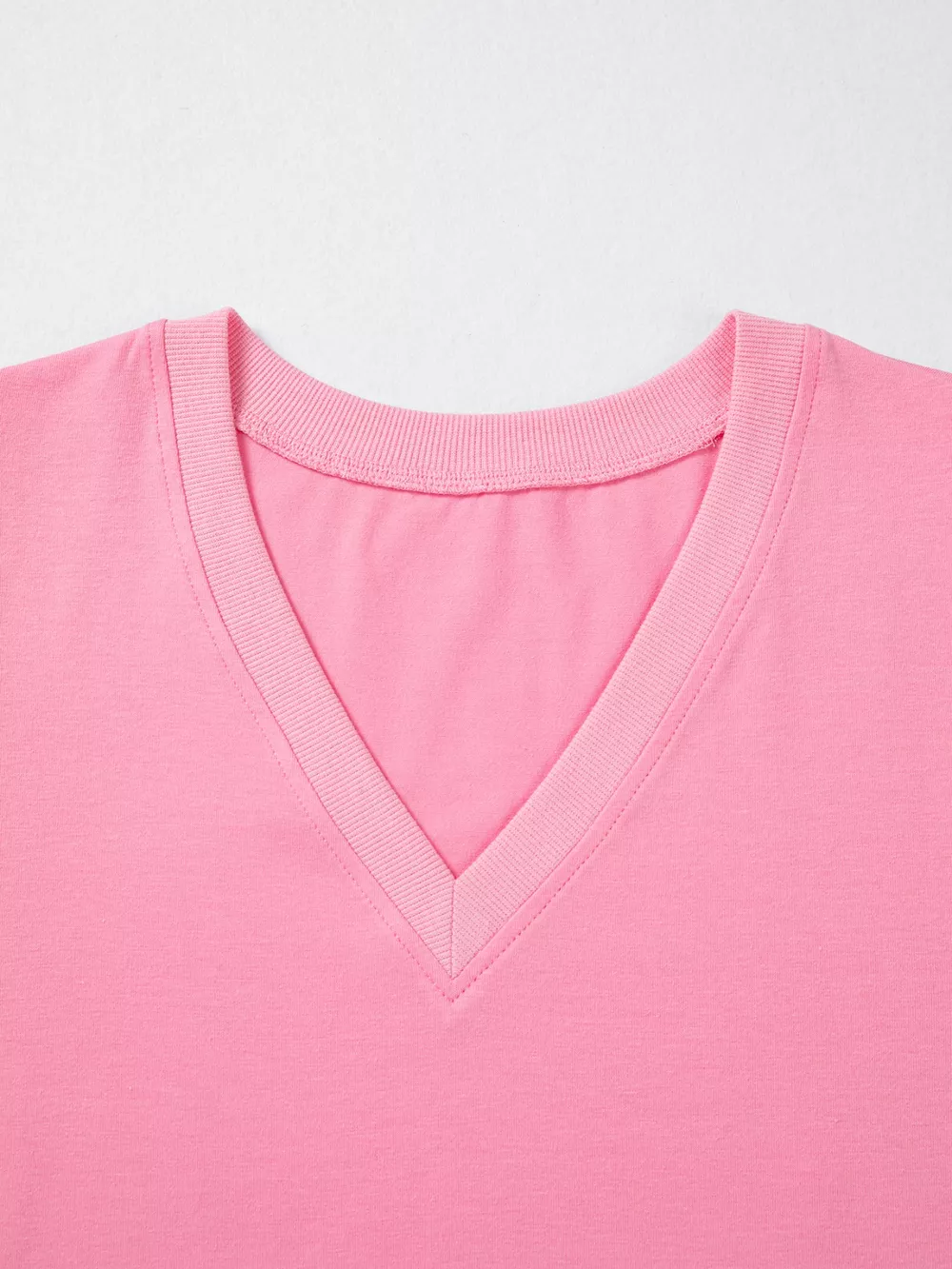 Solid Color V Neck Short Puff Sleeve Blouse, image 7