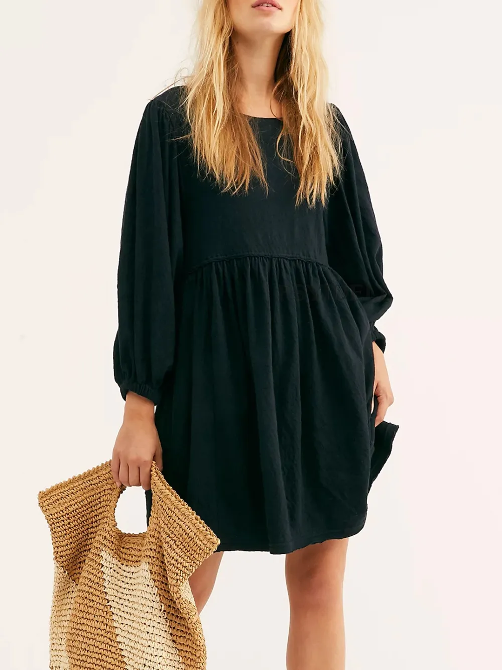 Cutout Textured Long Sleeve Mini Dress, image 15