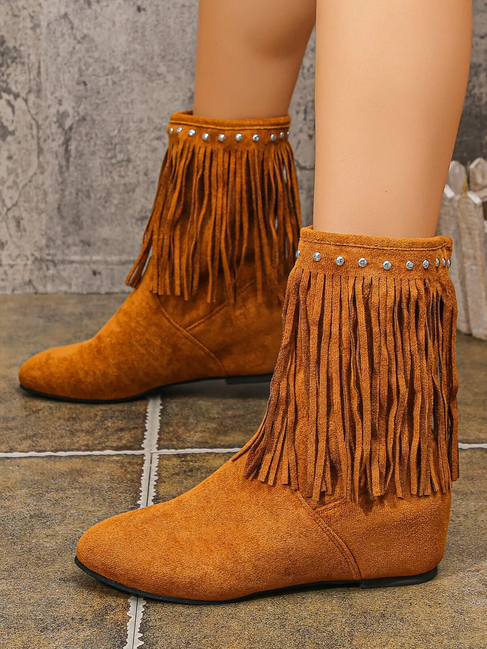 Fringe Boots with Studded Details, image 5