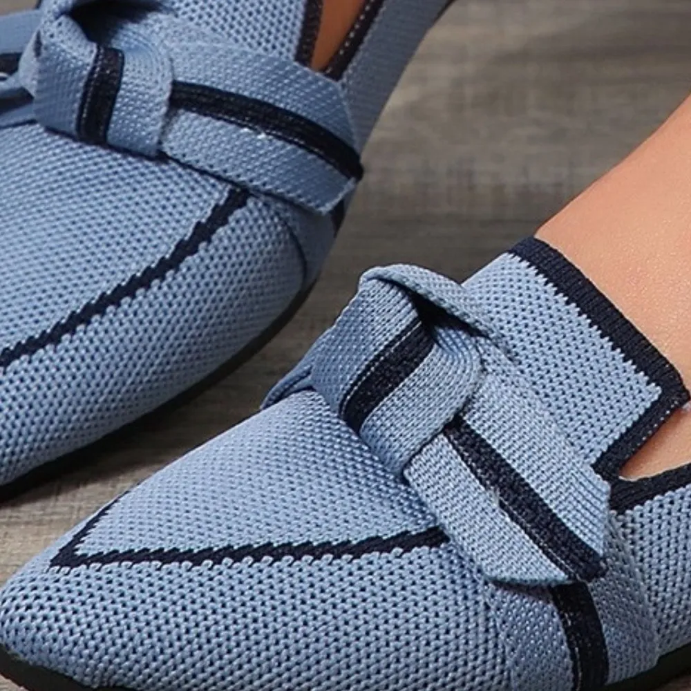 Bow Contrast Trim Point Toe Loafers, image 3