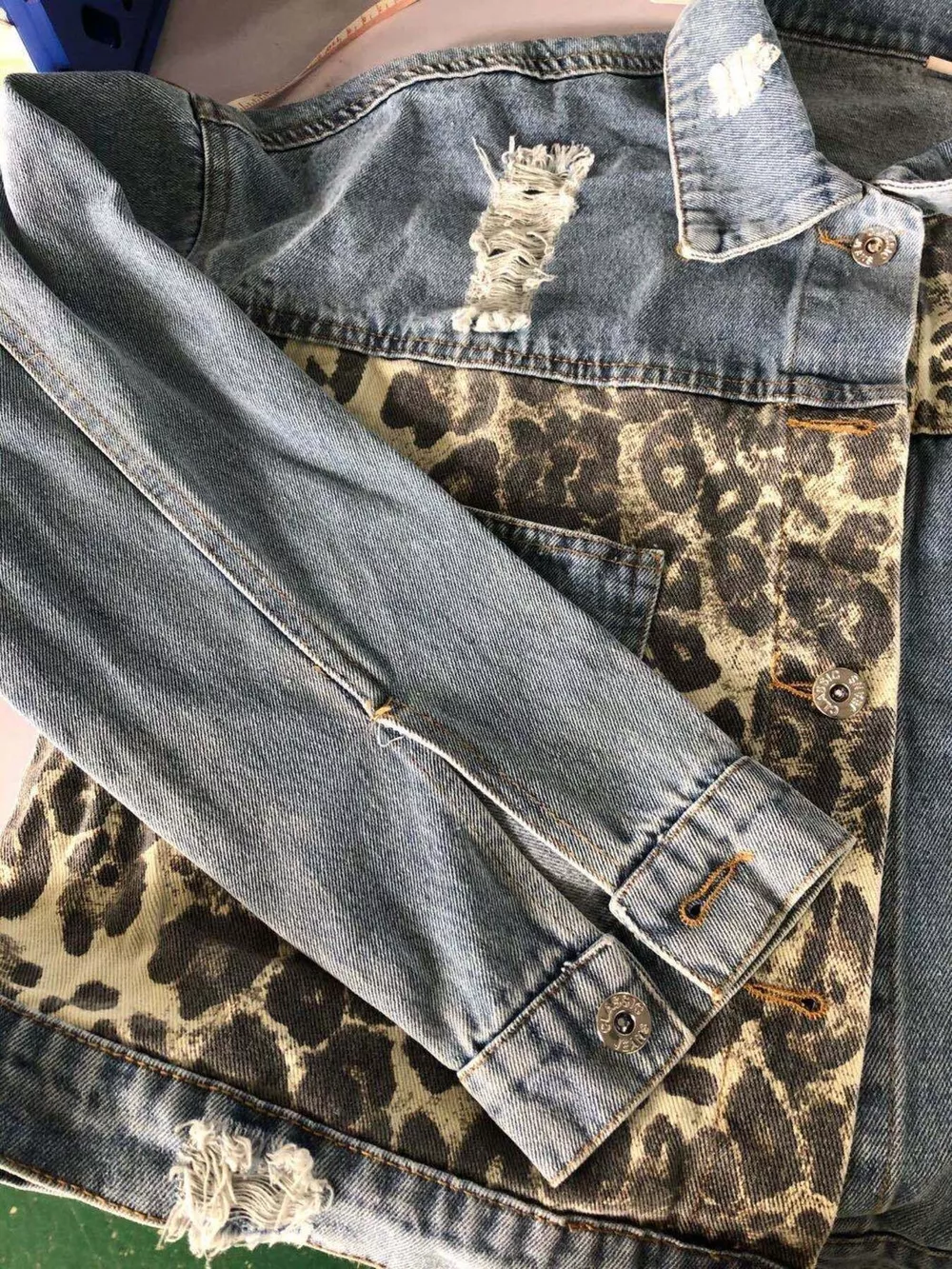 Leopard Button Up Denim Jacket, image 9