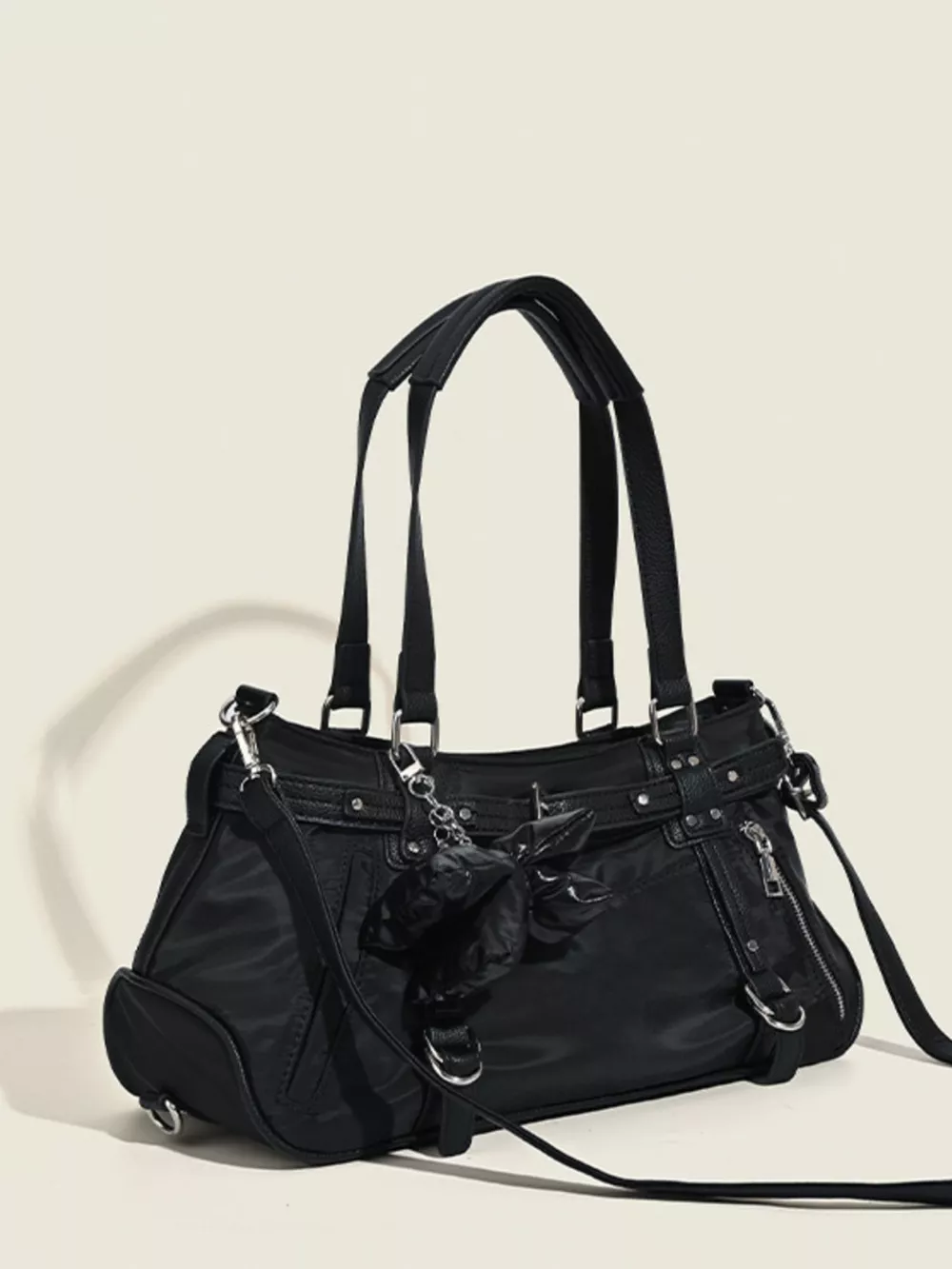 Buckle Decor Leather Handbag, image 2