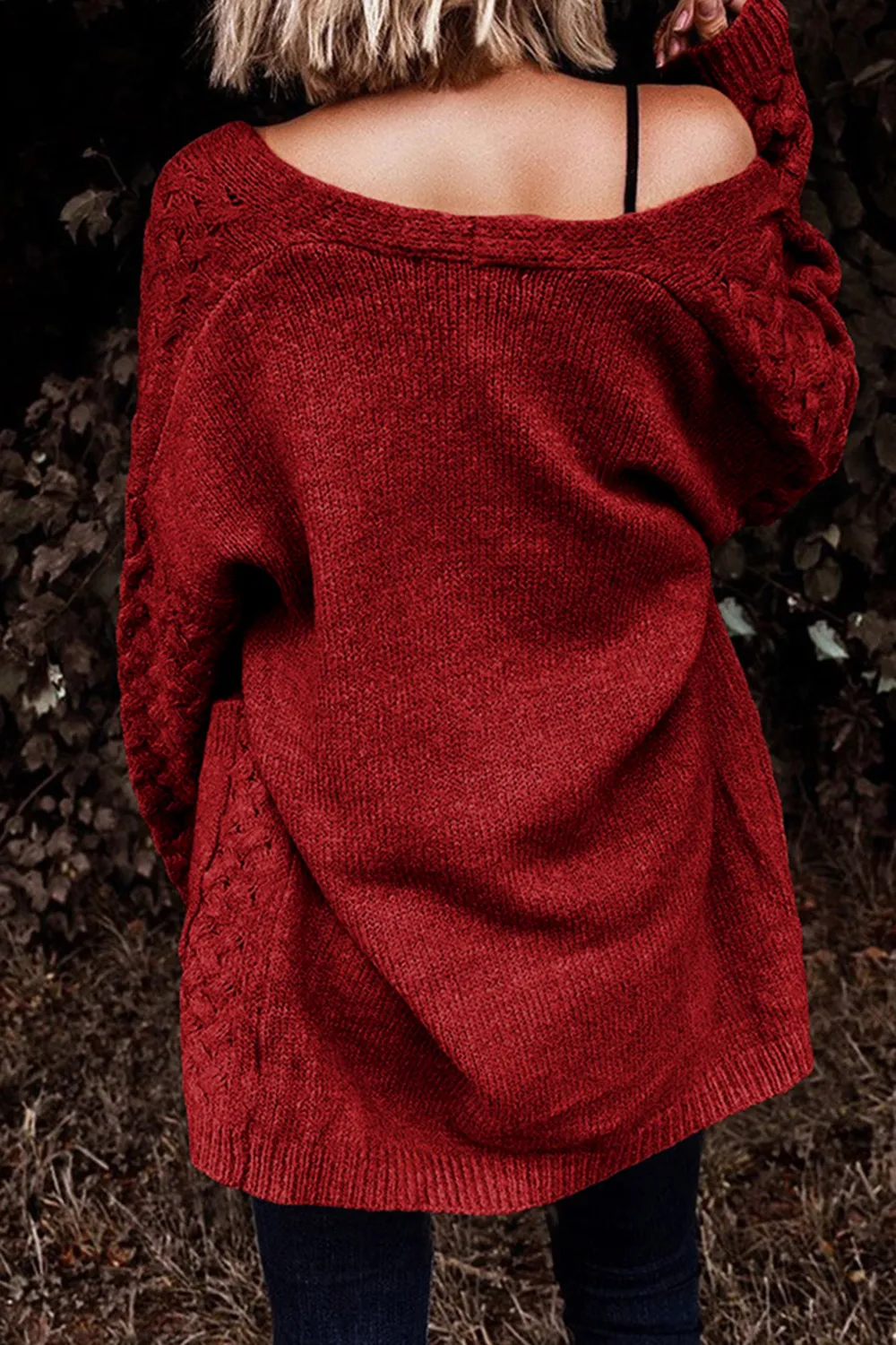 Open Front Dropped Shoulder Cardigan with Pockets, image 30