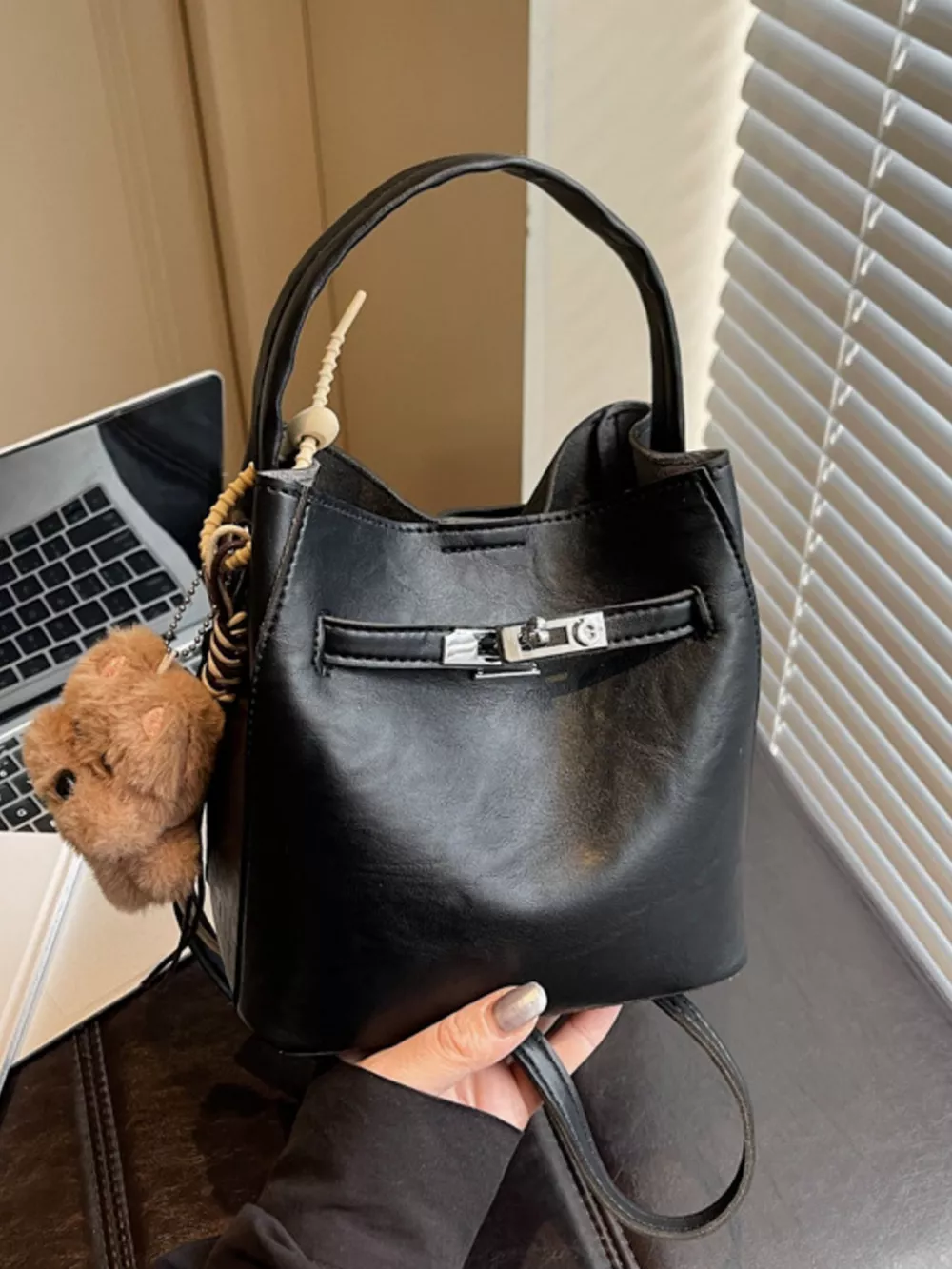 Buckle Leather Crossbody Bag, image 2