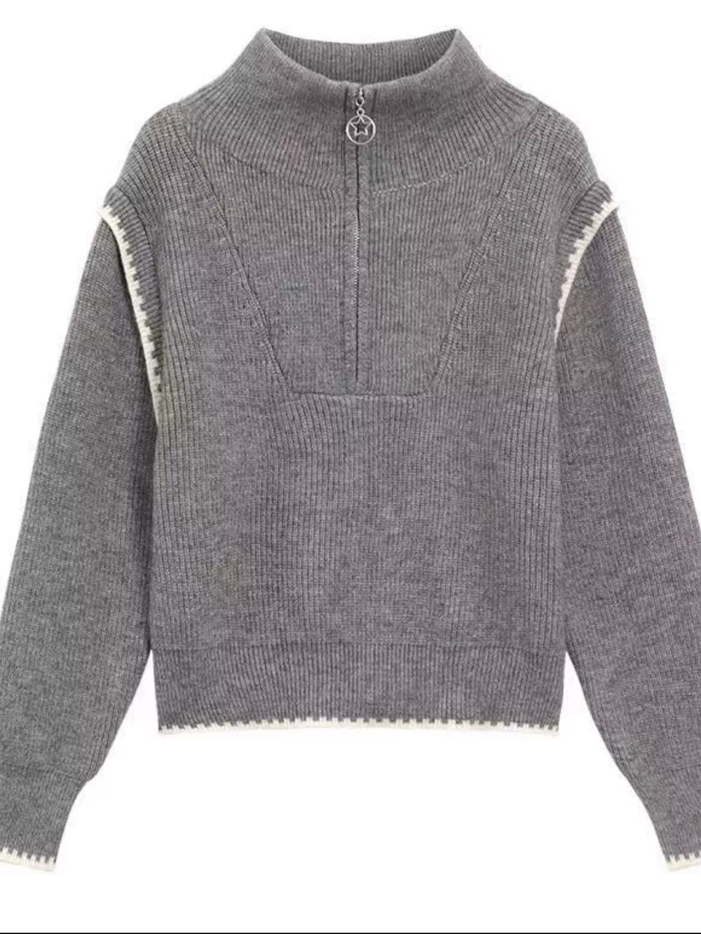 High Neck Half Zip Sweater, image 4