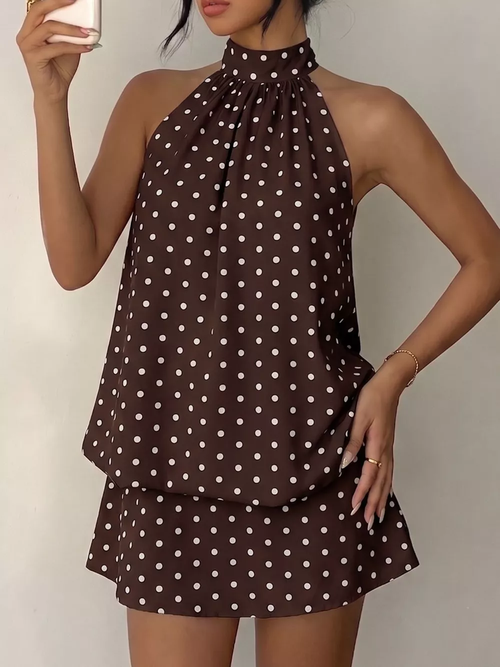 Polka Dot Halter Neck Mini Dress, image 15