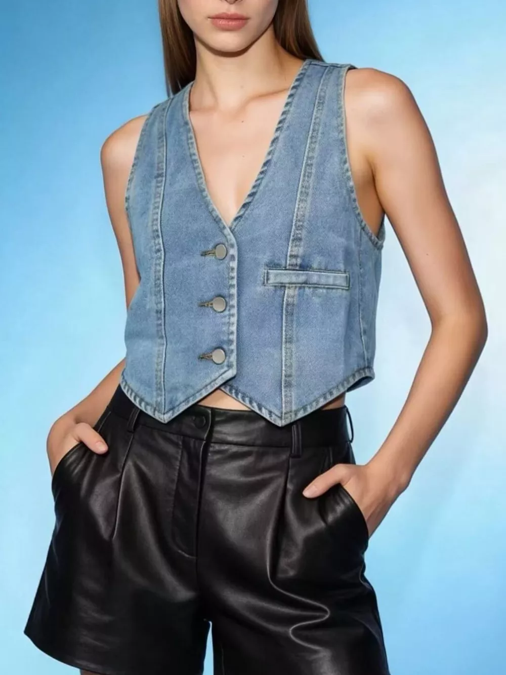 Button-Down Denim Vest, image 8
