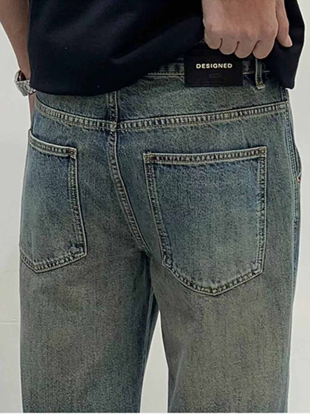 Men's Vintage Wash Loose Fit Jeans, image 7