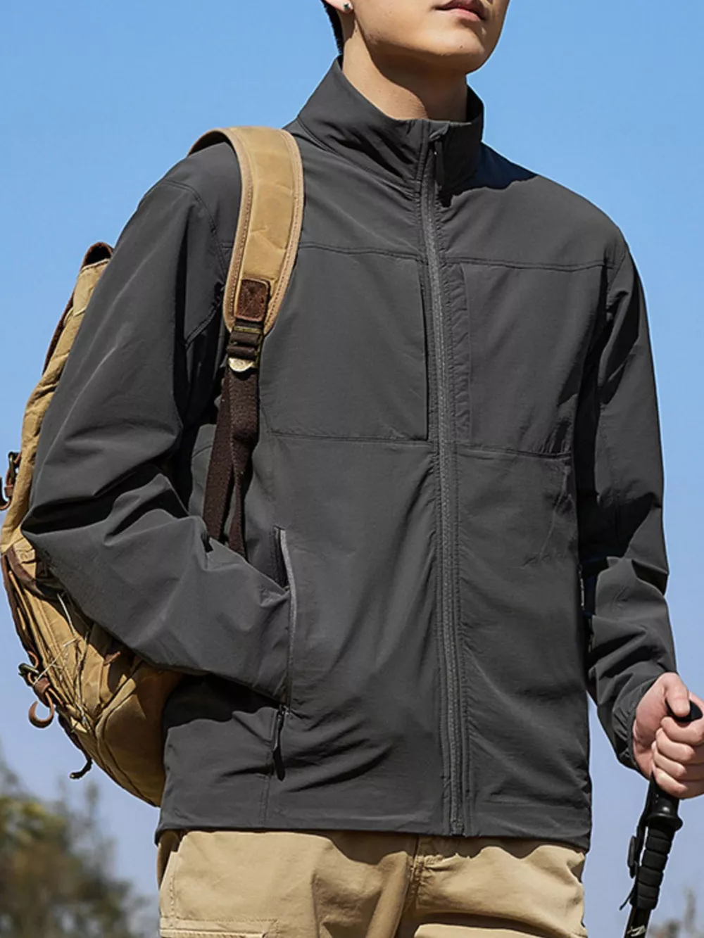 Men's Plus Size Zip Up Lightweight Windproof Outdoor Jacket, image 9