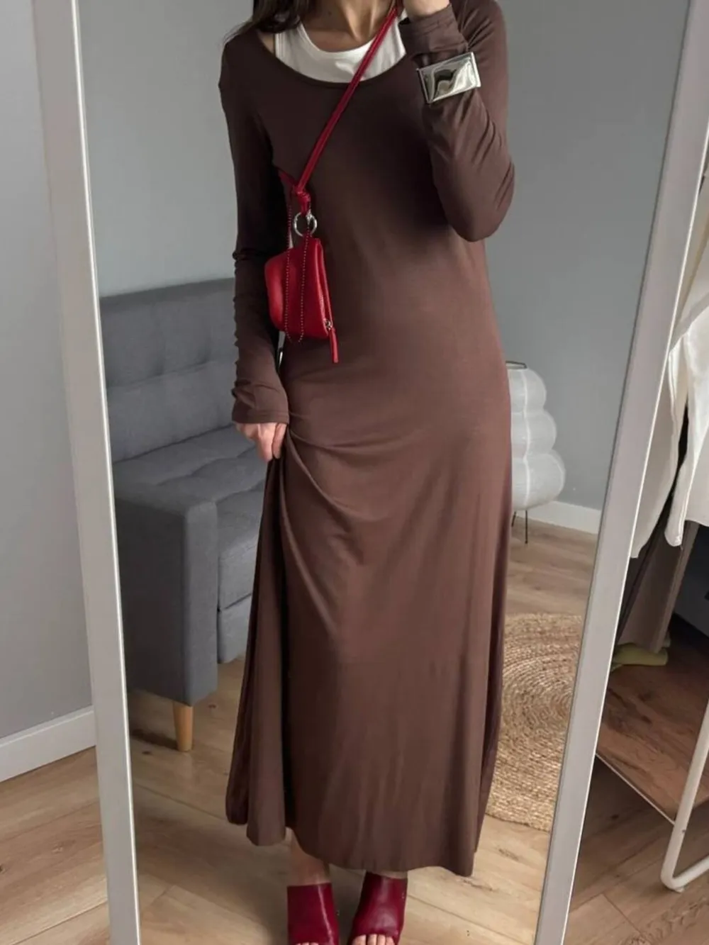 Contrast Long Sleeve Maxi Dress, image 10