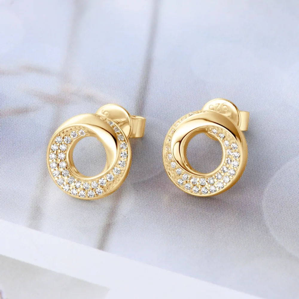 925 Sterling Silver Inlaid Moissanite Stud Earrings, image 2