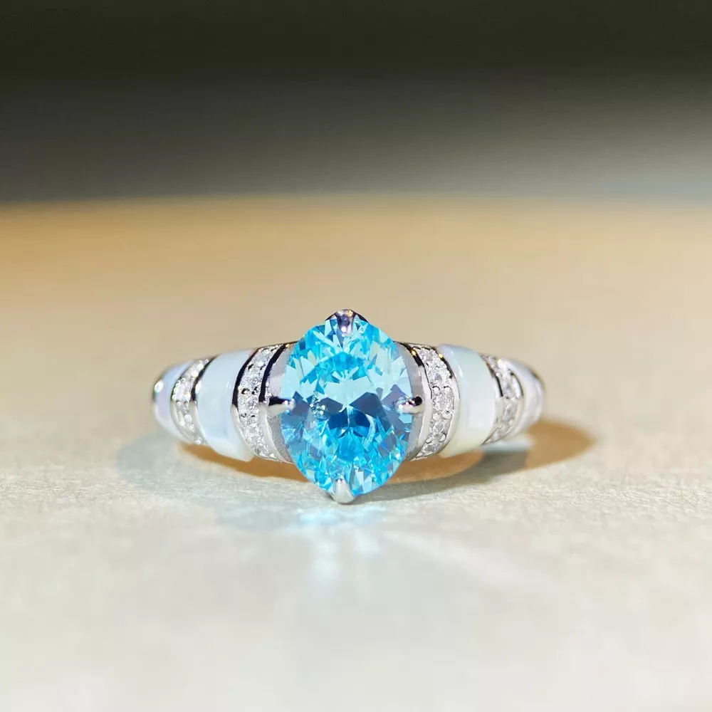 925 Sterling Silver Zircon Geometric Ring, image 5