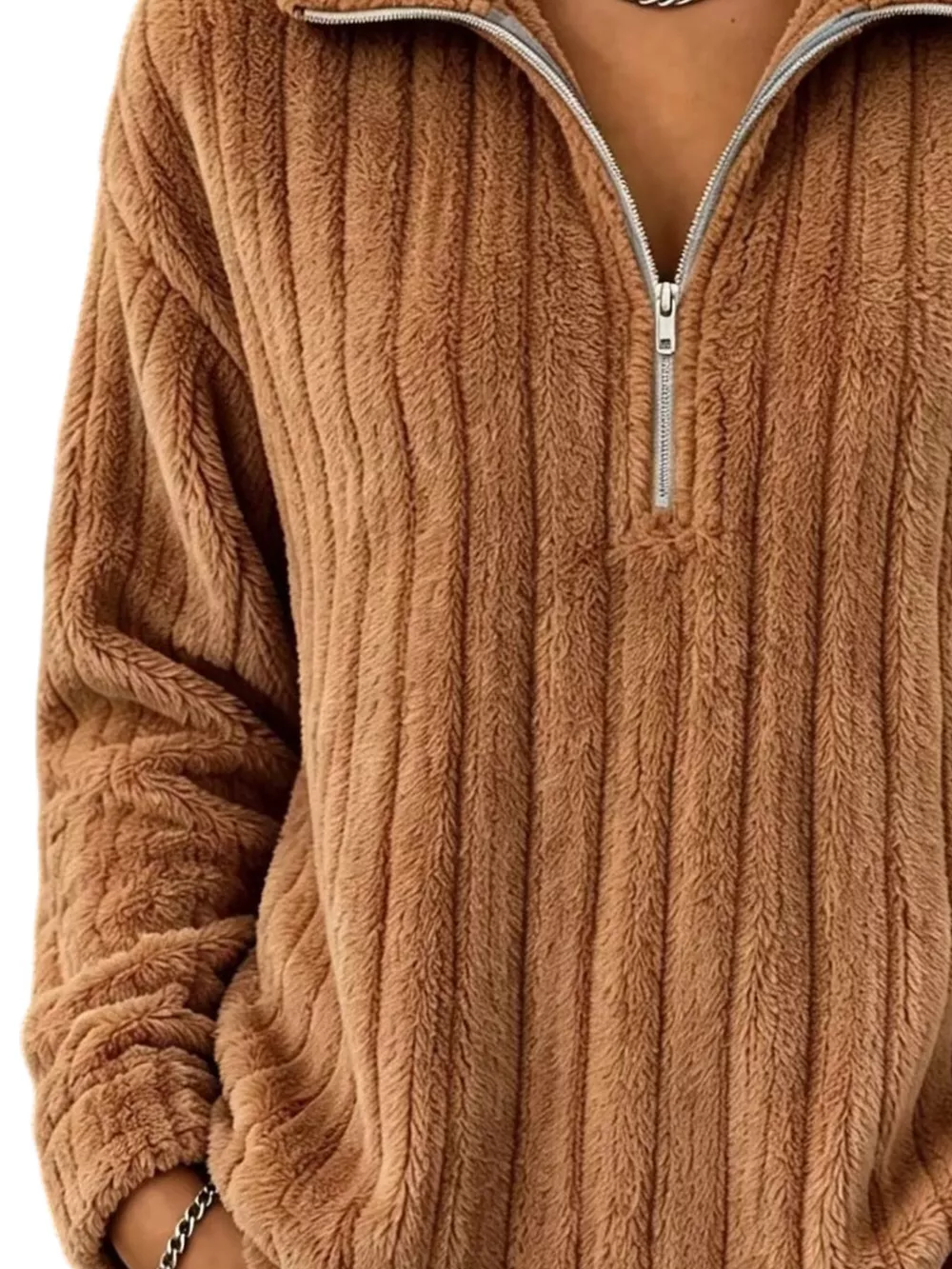 Quarter-Zip Dropped Shoulder Sweatshirt, image 12