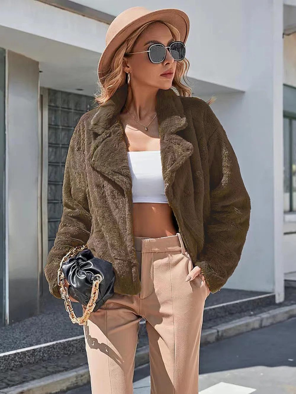 Plush Open Front Dropped Shoulder Jacket, image 14