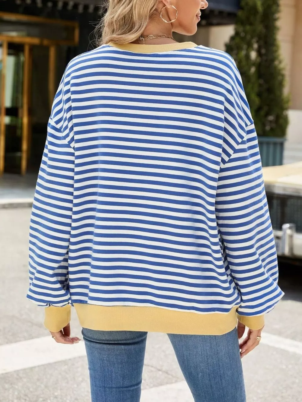 Striped Crew Neck Long Sleeve Sweatshirt, image 15