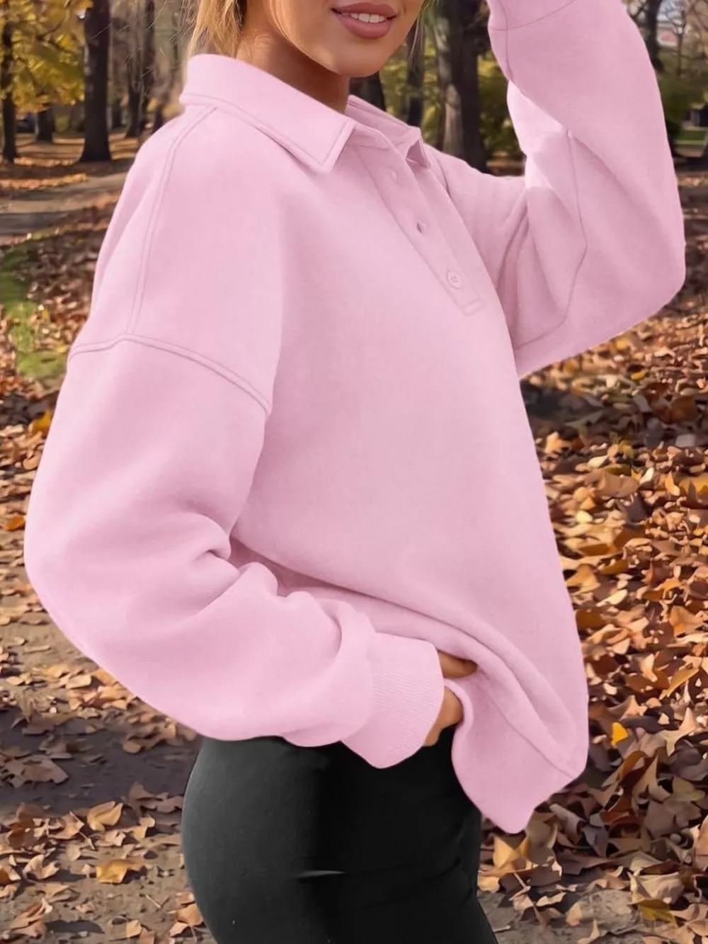 Button Detail Dropped Shoulder Sweatshirt, image 13