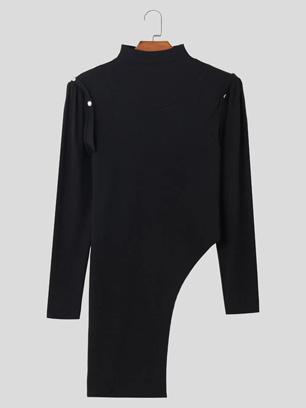 Men's Asymmetrical Mock Neck Cold Shoulder Top, image 4