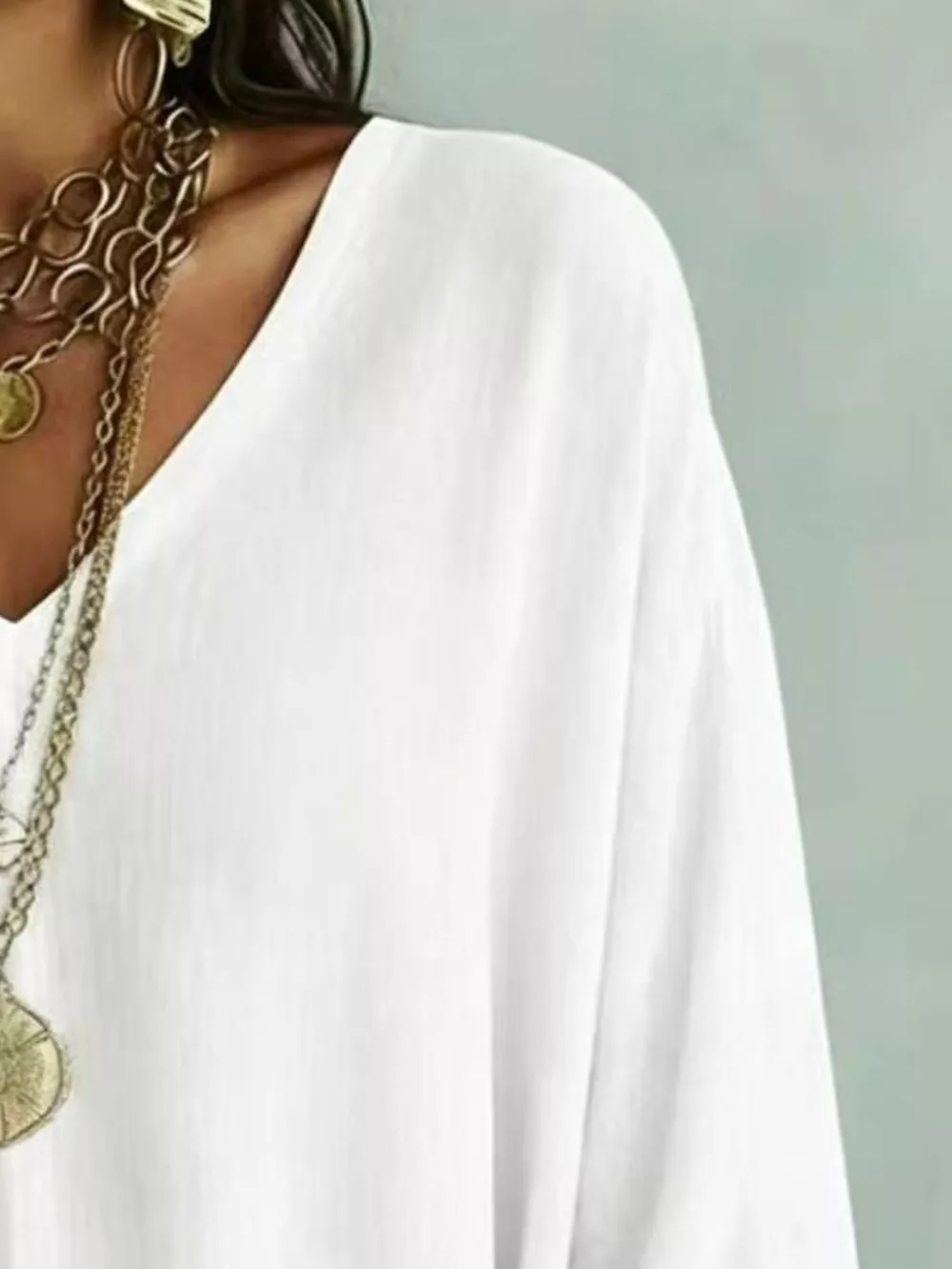 Full Size V-Neck Loose Fit T-Shirt Plus Size, image 5