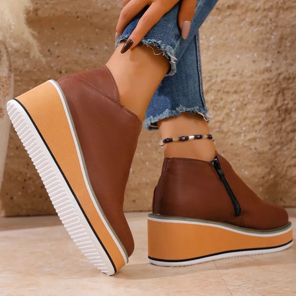 Round Toe Wedge Ankle Boots, image 10