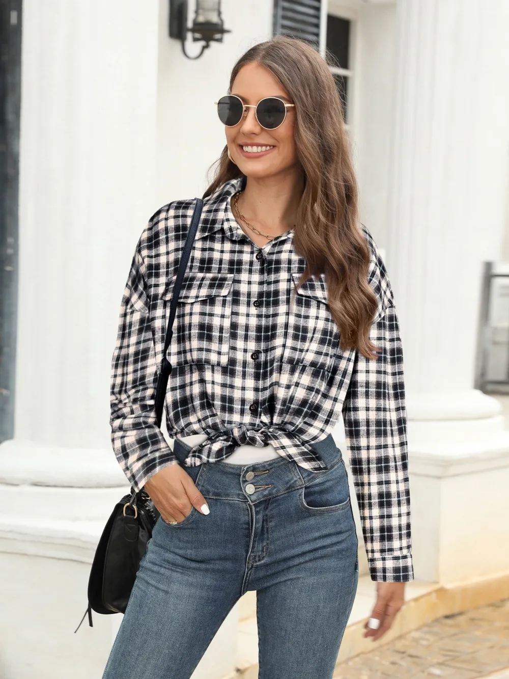 Full Size Plaid Button Up Pocketed Shirt, image 4