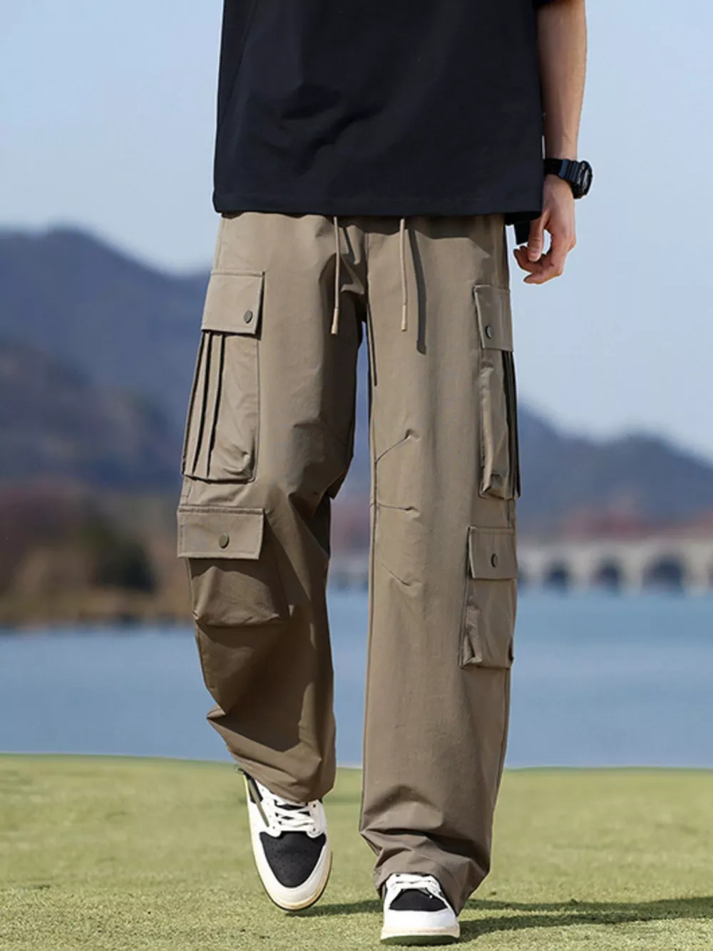 Men's Plus Size Loose Fit Multi-Pocket Cargo Pants, image 10