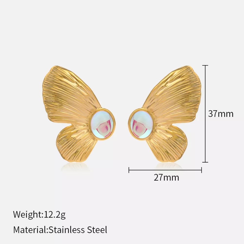 18K Gold-Plated Butterfly Wing Earrings, image 6
