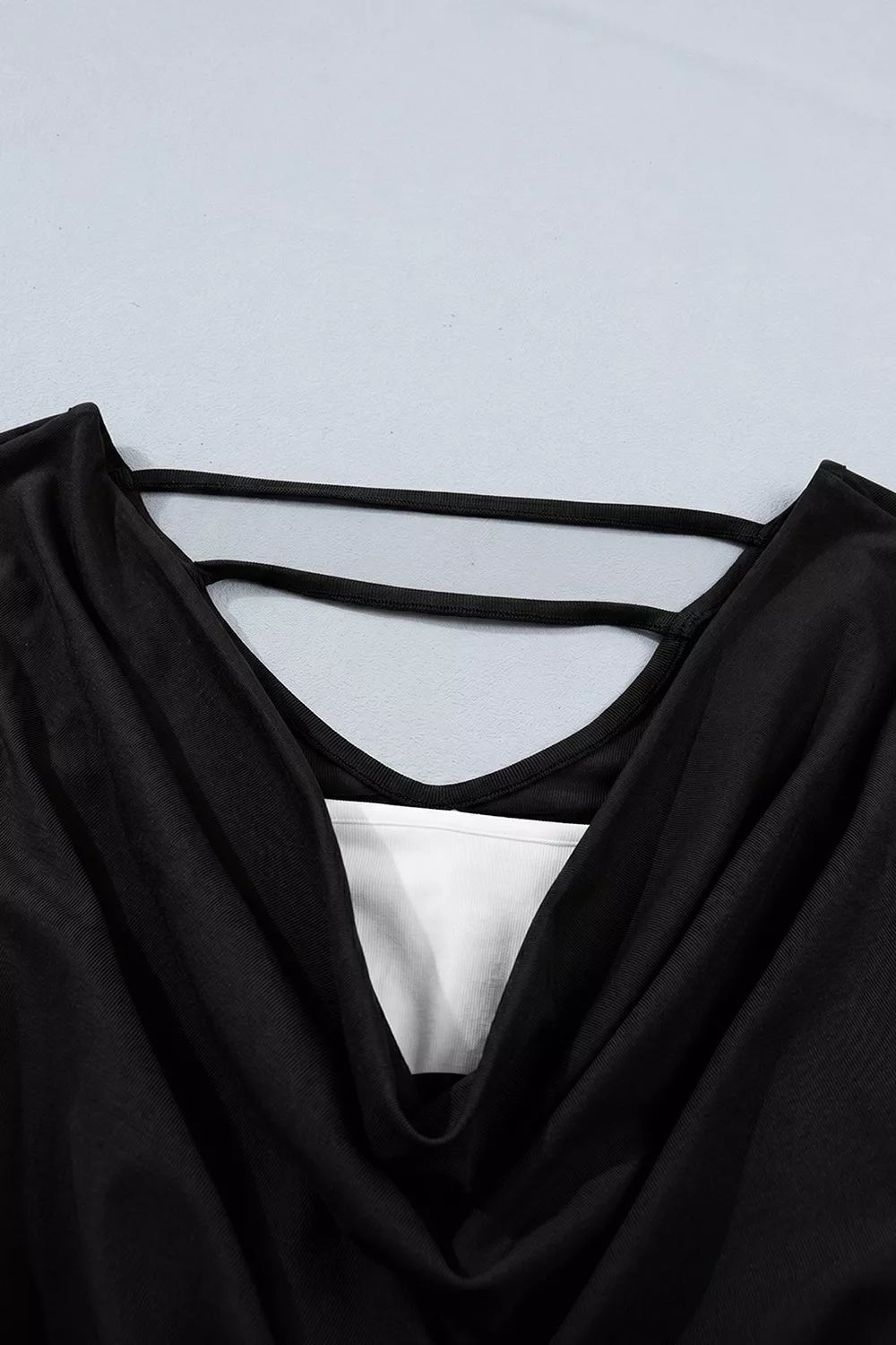 Color Block Drape V Neck Pleated Long Sleeve Top, image 11