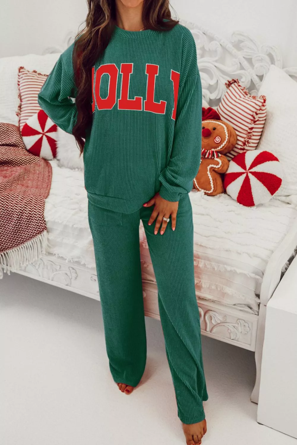 Jolly Christmas Top and Drawstring Pants Set, image 5