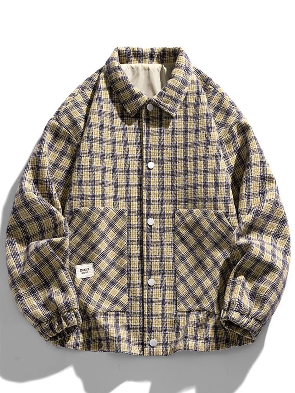 Men's Plus Size Casual Plaid Button-Up Jacket, image 3